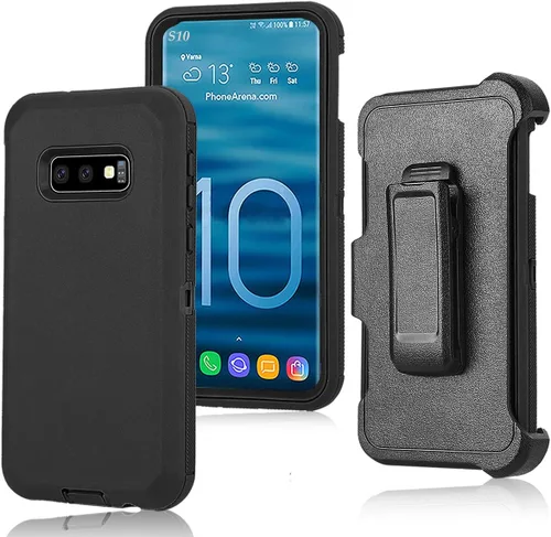 Vista 7 de Carcasa rígida protectora para Samsung Galaxy S10 Plus, diseño de doble capa, Negro-Negro