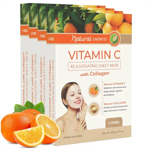 Vista 2 de Natural Chemist Mascarilla facial de colágeno y miel de manuka, antienvejecimiento, hidratante, reafirmante de la piel, reduce las líneas finas