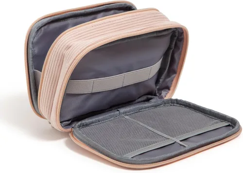 Vista 2 de U Brands Organizador de artículos electrónicos de viaje de pana con doble cremallera, funda de transporte técnica, bolsa de viaje portátil
