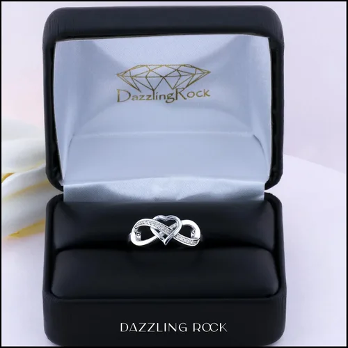 Vista 4 de Dazzlingrock Round White Natural Diamond Infinity Heart Promise Ring