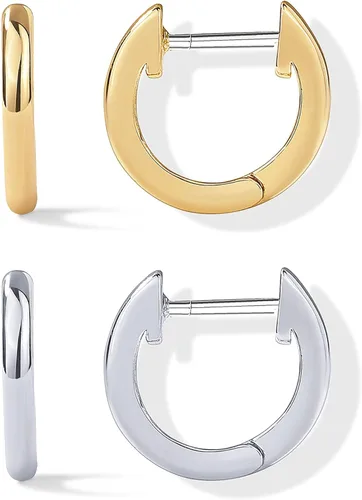 Vista 12 de PAVOI Aretes chapados en oro de 14 quilates y 18 quilates Aretes de oro para mujer Aretes delicados y aros pequeños de circonita cúbica Vermeil