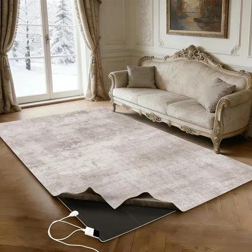 Vista 10 de Alfombra térmica lavable con calefacción eléctrica, superficie de felpa desmontable con calentamiento rápido para oficina, sala de estar, comedor