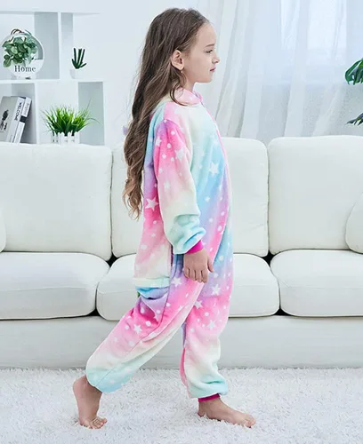 Vista 3 de Pijama unisex de unicornio de animal para niños, de una pieza, para niños, de dibujos animados, Halloween, cosplay, regalo