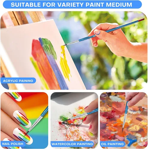 Vista 5 de 60 pinceles de pintura en miniatura con punta fina, 00 pinceles de pintura pequeños para acuarela al óleo acrílico, arte de uñas, manualidades