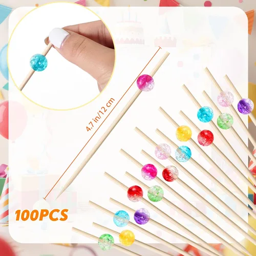 Vista 3 de Queekay 200 conos de madera desechables de madera de 5 pulgadas, cono de helado de perla, palillos de bambú para aperitivos, bebidas, boda, fiesta