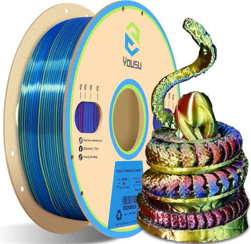 Vista 15 de Yousu Seda de Doble Color Filamento PLA para 3D Impresora Filamento Coextrusión PLA Multicolor Filamento PLA 1.75mm (± 0.03 mm) Compatible