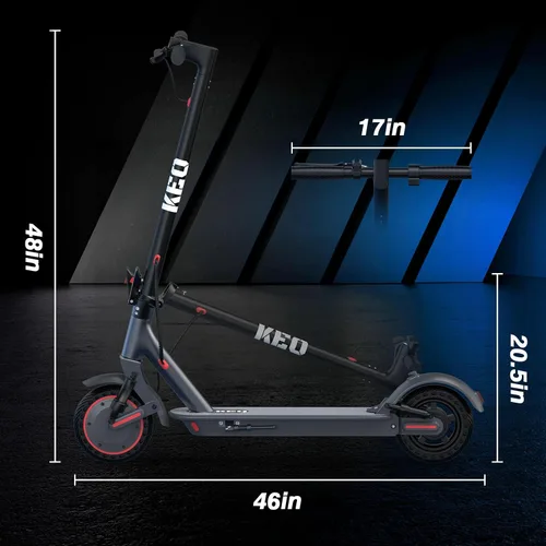 Vista 8 de KEQ Electric Scooter Adults with Dual Suspension 10" Solid Tires Max 22Mph 500W Motor 30 Miles Range Dual Braking System Portable & Foldable E Negro