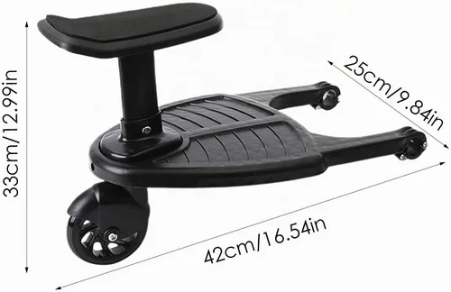 Vista 2 de Rhinoon Tabla de cochecito 2 en 1 con asiento, cómodo pedal de cochecito con ruedas, tabla universal ajustable para cochecitos, se adapta a