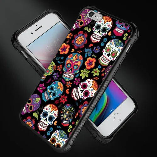 Vista 289 de Funda compatible con iPhone 8, a prueba de golpes, antiarañazos, bandera de ciervos de cola blanca de grano de madera estadounidense