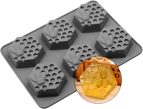 Vista 8 de Moldes de panal Molde de jabón de silicona de abeja para jabones Panal hexagonal