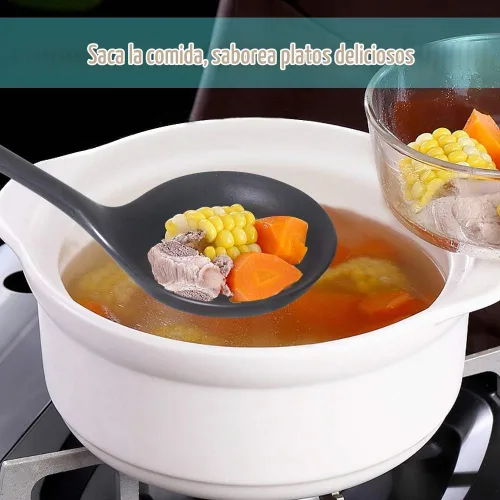 Vista 3 de 77L Cuchara ranurada, espumadera con ranuras, cuchara ranurada resistente al calor, cuchara de silicona antiadherente de una pieza sin costuras