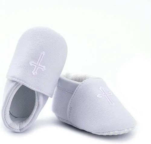 Vista 3 de Zapatos de bautizo de cruz suave para bebés y niños pequeños