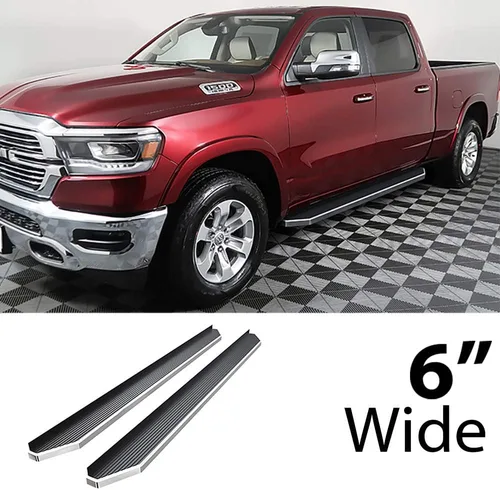 Vista 2 de HD Ridez Estribo de estilo plano de 6 pulgadas pulido, compatible con Ram 1500 2019-2025 Crew Cab