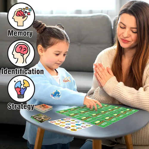 Vista 4 de YTSQLER Juego de emparejamiento de animales para niños 100 piezas Juego de cartas de memoria para niños pequeños Actividades de aprendizaje
