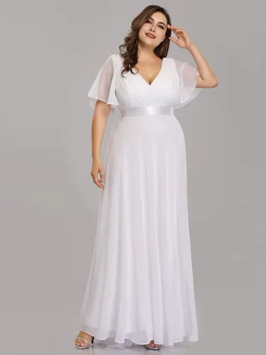 Vista 3 de Ever-Pretty 09890 Maxi vestido de fiesta de noche, con cuello en V doble, para mujer