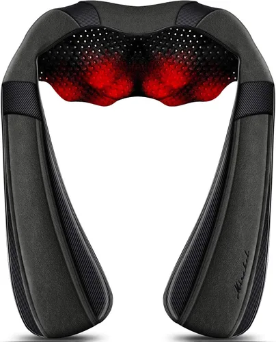 Vista 12 de Masajeador Shiatsu de Cuello y Hombros con Calor – Almohada de Masaje de Amasamiento de Tejido Profundo Eléctrico para Alivio del Dolor y Relajación