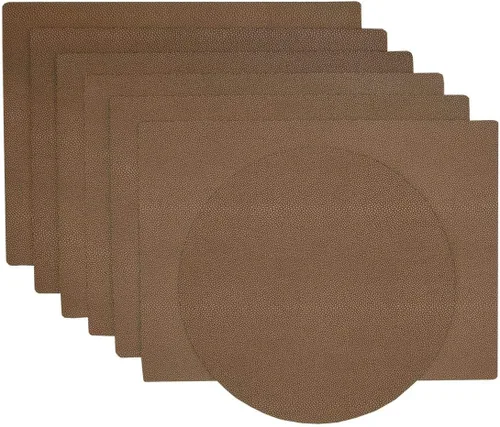 Vista 11 de Juego de 4 manteles individuales rectangulares de vinilo Tan Dot