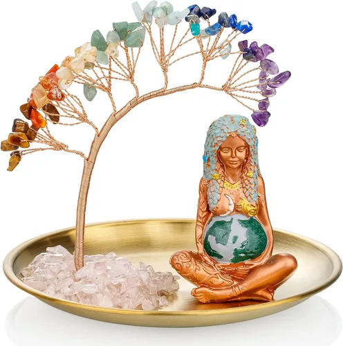 Vista 11 de ZenBless Árbol de Cristal Curativo de 7 Chakras de Cerámica Un Par Decoración de Elefante Regalos de Elefante para Mujeres, Estatuas de Elefantes