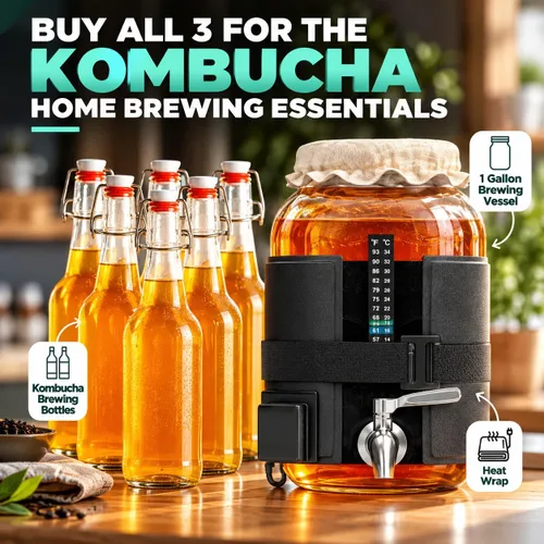 Vista 4 de Hemlock Home Brewing Envoltura térmica de Kombucha - Almohadilla de calentamiento para fermentación con control de temperatura