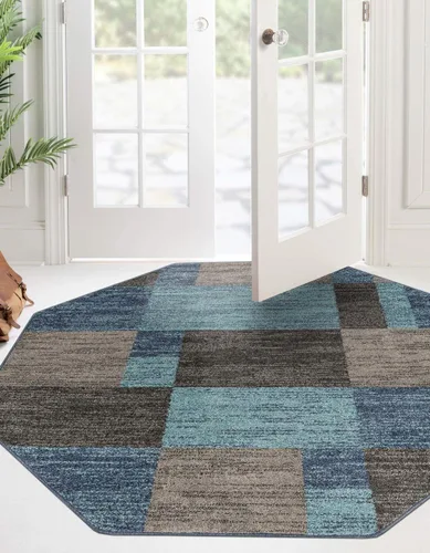 Vista 43 de Unique Loom - Alfombra de la colección Otoño Providence (rectangular de 2 x 3 pies 1 pulgada, azul grisáceo/marrón claro)