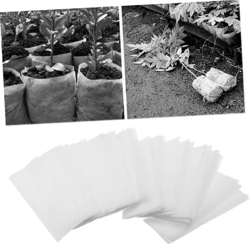 Vista 5 de 200Pcs Biodegradable Non-Woven Seedling Bags, White Plant Grow Pouches