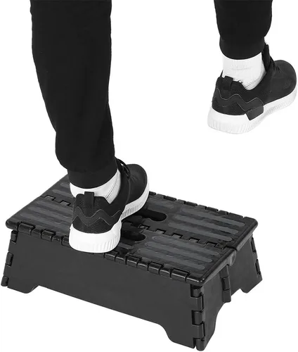 Vista 3 de Taburete plegable de 15 pulgadas, capacidad de 330 libras, antideslizante, taburete plegable de un solo paso para adultos y niños, almacenamiento
