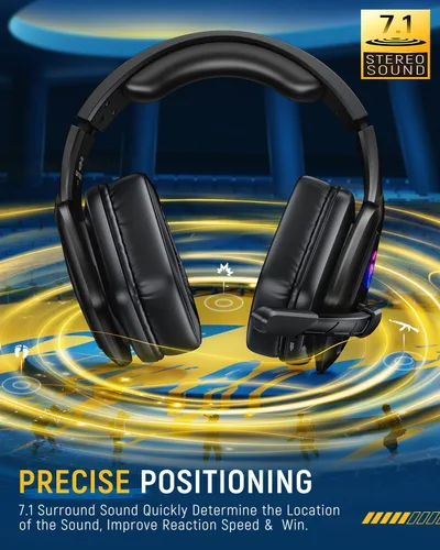 Vista 3 de Tatybo Wireless Gaming Headset for PC, 2.4 Ghz USB & Type-C Gaming Headphones with Microphone, 30H Battery Bluetooth Headphones for Switch, Laptop