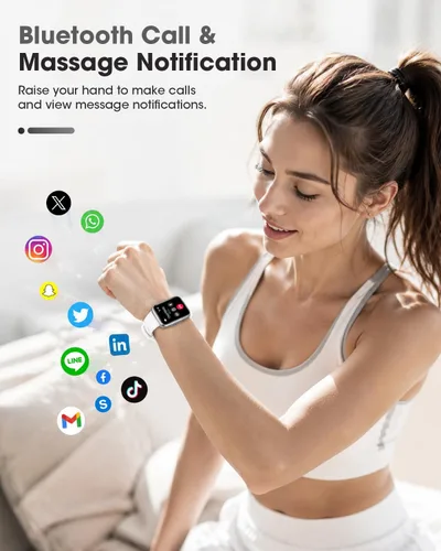 Vista 4 de Reloj inteligente para mujer (respuesta de llamada/marcación), reloj inteligente con pantalla táctil de 1.75 pulgadas para Android iPhone, Plateado02