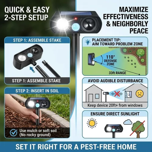 Vista 7 de 2026 Upgraded Sonic Fortress Pro Deer Repellent Devices 2Pack