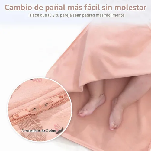 Vista 4 de Saco de dormir de algodón orgánico para recién nacido, saco de dormir de transición para bebé, mangas arriba, puños de manopla, paquete de 2