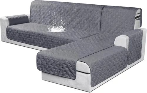 Vista 20 de VANSOFY Fundas para Sofá Seccional 100% Impermeables Funda Deslizable para Sofá en Forma de L 3 Piezas Reversible Funda para Chaise Lounge para Sofá