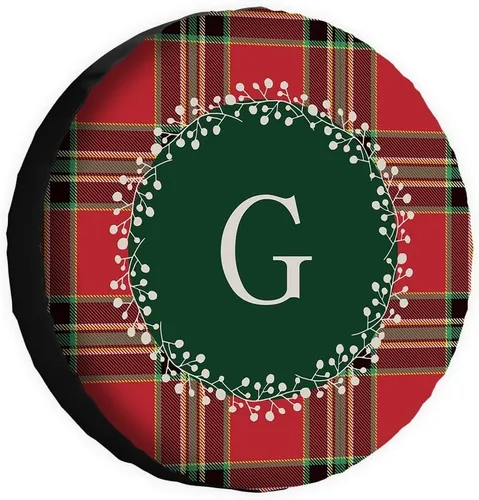 Vista 30 de Buffalo Check Plaid Initial Spare Tire Cover Monogram Letter A Wheel Protectors Covers Water Dust Proof 14 Inch Wheel Covers Universal for Trailer