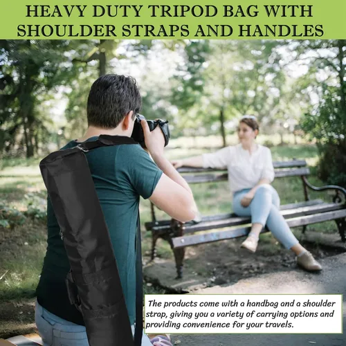 Vista 2 de BLIRITEL Funda de transporte para trípode de 27.6 pulgadas, bolsa de trípode acolchada resistente con correa para el hombro para soporte ligero