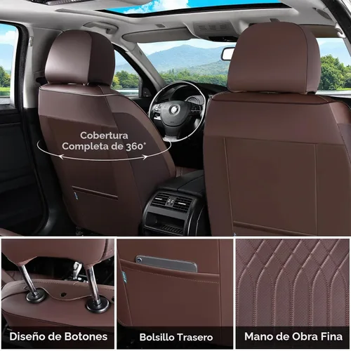 Vista 2 de FLORICH Fundas de asiento delantero de automóvil, fundas de asiento de cuero para automóviles, protector de asiento de automóvil, impermeable Beige
