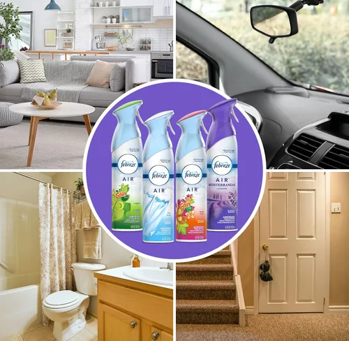 Vista 3 de Febreze Ambientador y eliminador de olores en aerosol, surtido de aromas Febreze y desodorante para baño, original, Island Fresh, Linen Sky