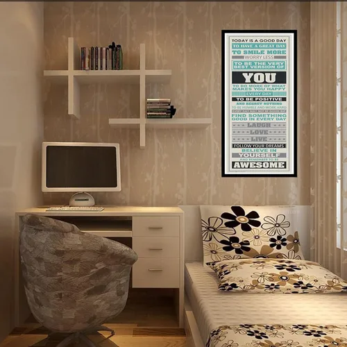 Vista 3 de Póster decorativo de pared con texto en inglés «Be Awesome Motivation» con frases motivacionales de felicidad, para decoración de oficina en casa