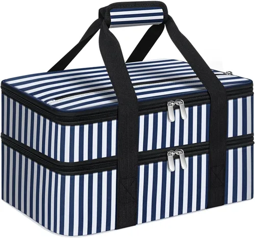 Vista 8 de Porta cacerolas aislado, porta ollas portátil para alimentos calientes o fríos, bolsa de lasaña para almuerzo para fiestas de comida, se adapta a