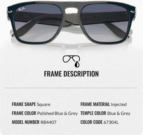 Vista 3 de Ray-Ban RB4407 Square Shaped Sunglasses for Men & Women with Official RAYBAN Eyewear Kit