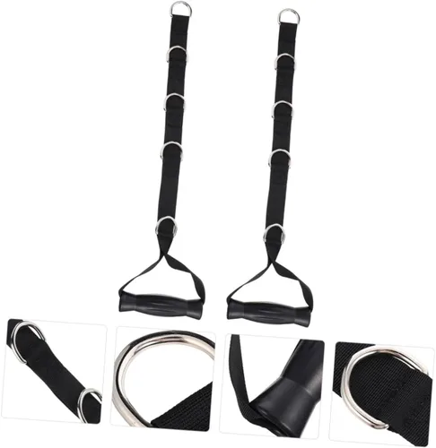 Vista 5 de Kisangel Bandas de resistencia de fitness resistentes, asas de tracción, cinta de tensión negra para equipos de fuerza y entrenamientos de bíceps, 2