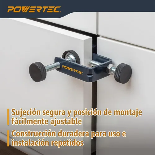 Vista 2 de POWERTEC Abrazaderas de instalación frontal para cajón, juego de abrazaderas ajustables para gabinete, herramienta de montaje y alineación rápida