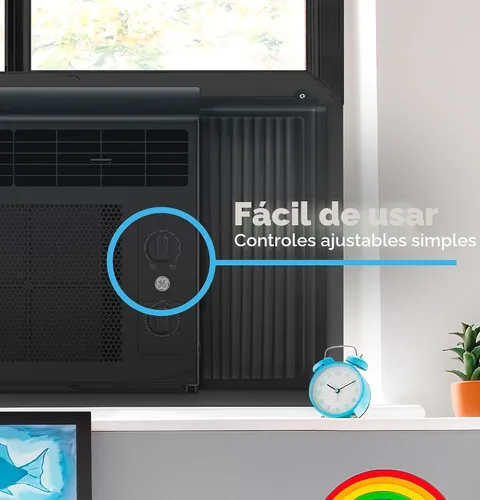 Vista 4 de GE - Unidad de aire acondicionado para ventana, 5,000 BTU para habitaciones pequeñas de hasta 150 pies cuadrados. Con ventilador ajustable manual