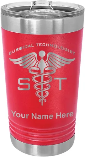 Vista 14 de LaserGram Vaso de pinta aislado al vacío de 16 onzas, ST Surgical Technologist, grabado personalizado incluido (negro)