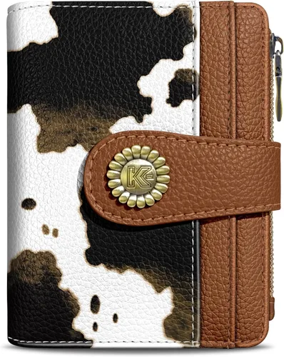 Vista 20 de Kelvoris Cartera pequeña Rfid para mujer, plegable, con cremallera, bolsillo para monedas, piel sintética, compacto, para tarjetas de crédito
