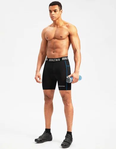 Vista 6 de Bikewa Pantalones cortos de ciclismo acolchados 3D para hombre, ropa interior de ciclismo de montaña para bicicleta MTB con bolsillos laterales