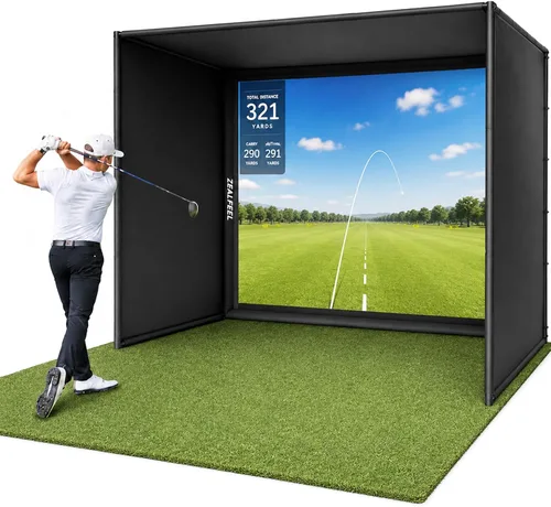 Vista 9 de ZEALFEEL Golf Net, 10x7FT/10x8FT/11x8FT Golf Simulator Cage System with Impact Screen & Side Barriers, Golf Practice Net for Indoor Outdoor Backyard