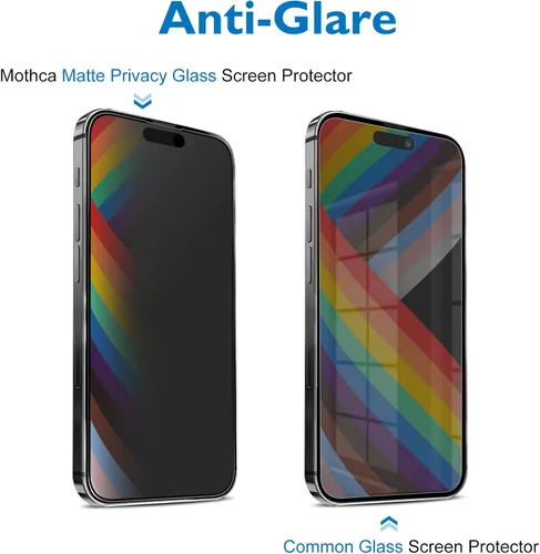 Vista 4 de Mothca Protector de pantalla mate de privacidad para iPhone 14 Pro Max de 6.7 pulgadas con pegatina de alineación, vidrio templado antiespía