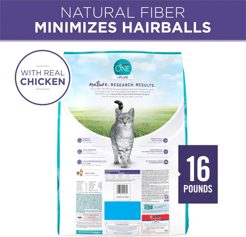 Vista 8 de Purina ONE Alimento natural para gatos para control de bolas de pelo, fórmula +PLUS Hairball - Bolsa de 16 libras