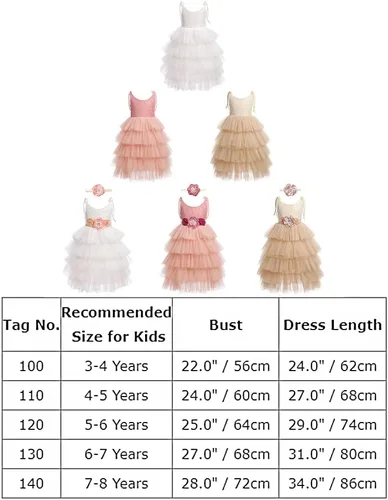 Vista 7 de Vestido de encaje bohemio para niñas de flores, vestido de boda, cumpleaños, con volantes, encaje de verano, tul, vestidos de fiesta, vestidos