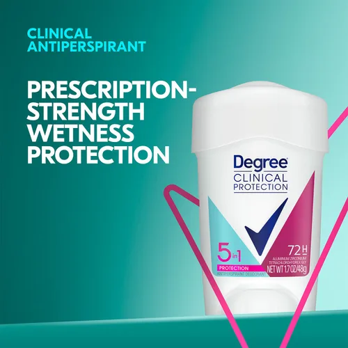 Vista 9 de Degree Protección clínica 5 en 1, paquete de 3 desodorantes antitranspirantes Prescription Strength 96H, sólido suave + desodorante