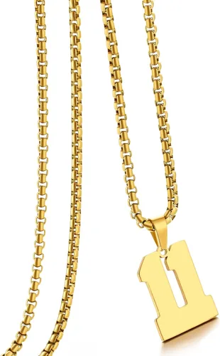 Vista 132 de Collar de Número Dorado para Hombre, Cadena de Acero Inoxidable con Colgante de Número para Atletas, Joyería Deportiva Personalizada para Niños